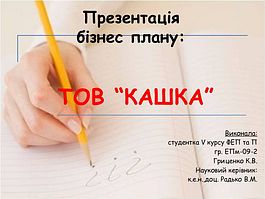 Бізнес плану ТОВ "КАШКА"